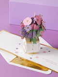 Hallmark pop-up card pink flowers in vase - British product