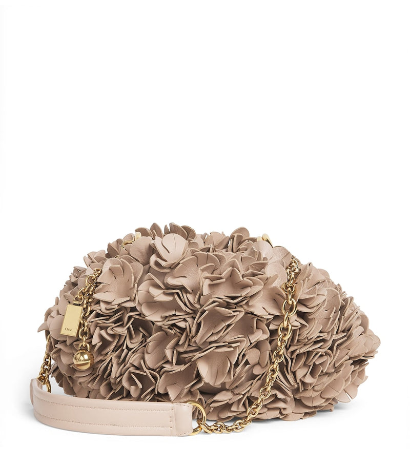 Chloé lambskin Plissé shoulder bag hand-stitched flowers (British brand)
