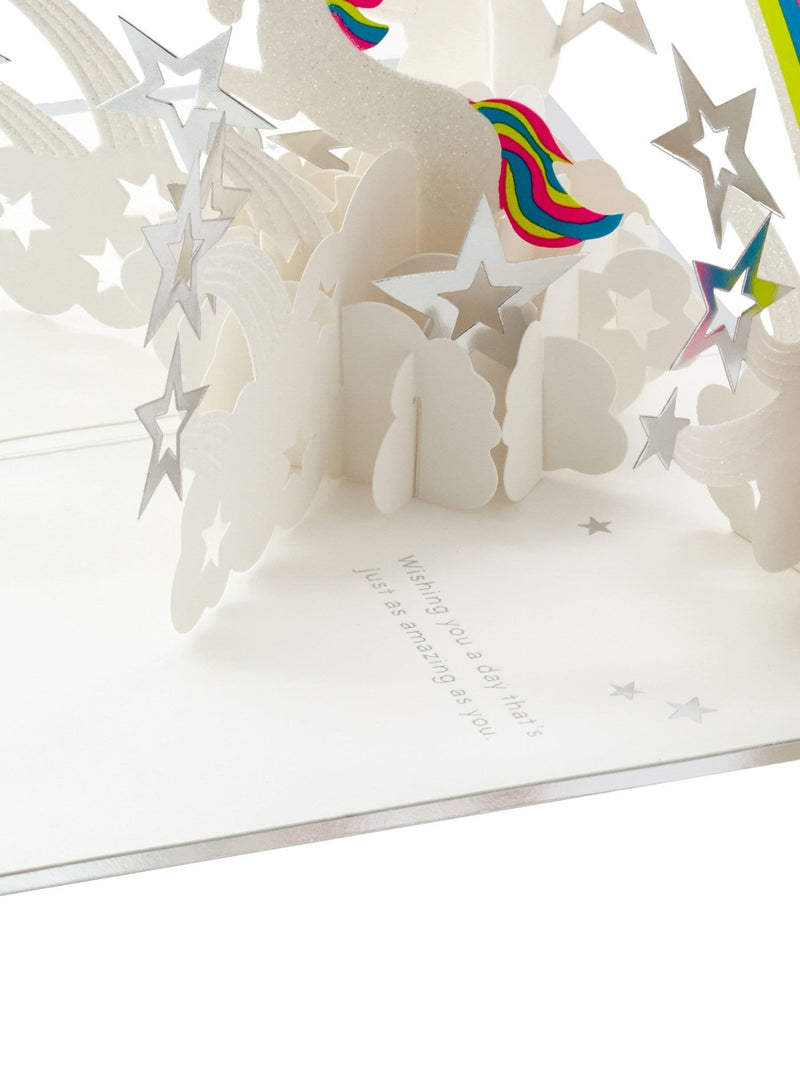 Hallmark birthday card 3D pop-up unicorn design (British brand)