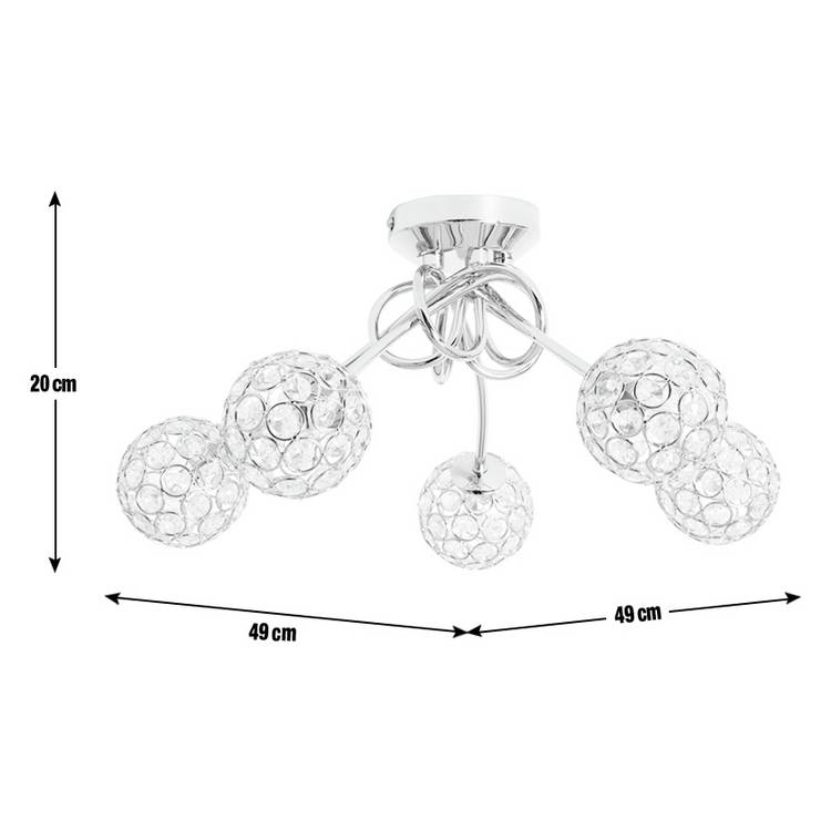Argos Home beaded globes ceiling light chrome 5 arm, imported from the UK