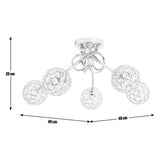 Argos Home beaded globes ceiling light chrome 5 arm, imported from the UK
