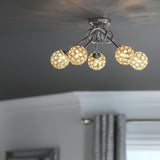 Argos Home beaded globes ceiling light chrome 5 arm, imported from the UK