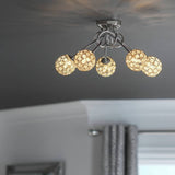 Argos Argos Home Beaded Globes 5 Arm Ceiling Light - Chrome- Buy online at McGrocer