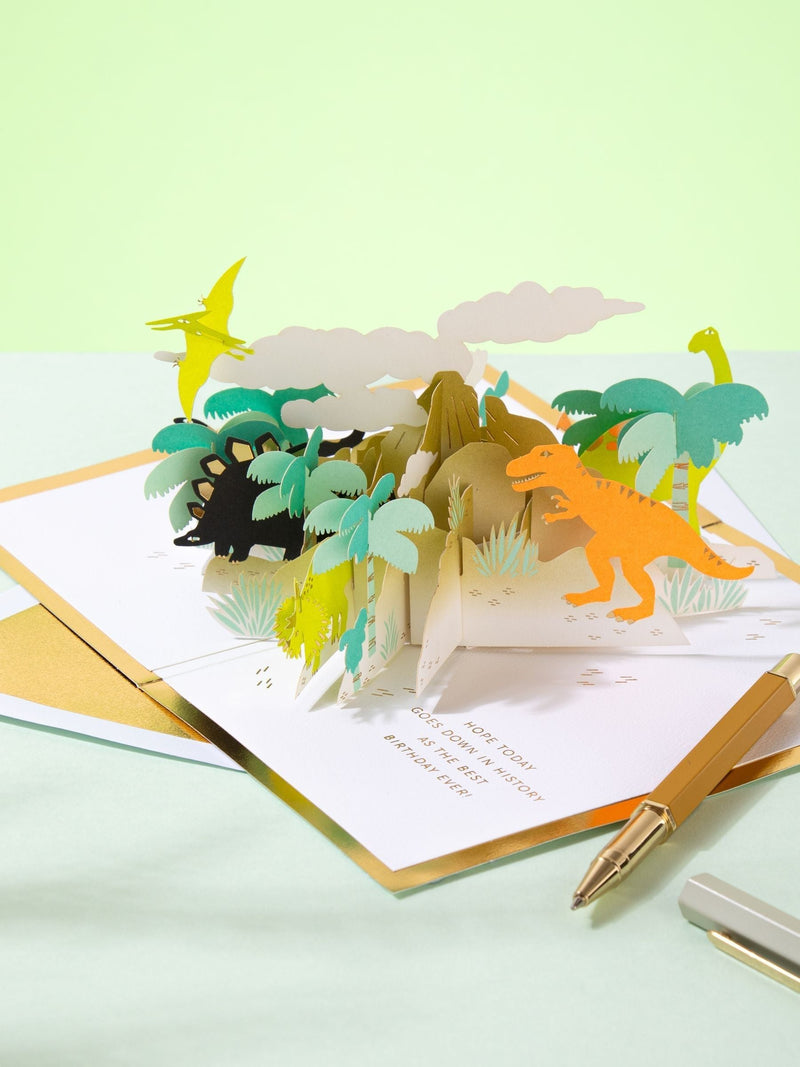 Hallmark 3D pop-up dinosaur birthday card 17.3cm x 11.9cm, UK version