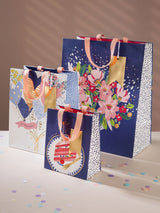 Next Hallmark Set of 3 Blue Illustrated Gift Bags Small, Medium, Large- Buy online at McGrocer