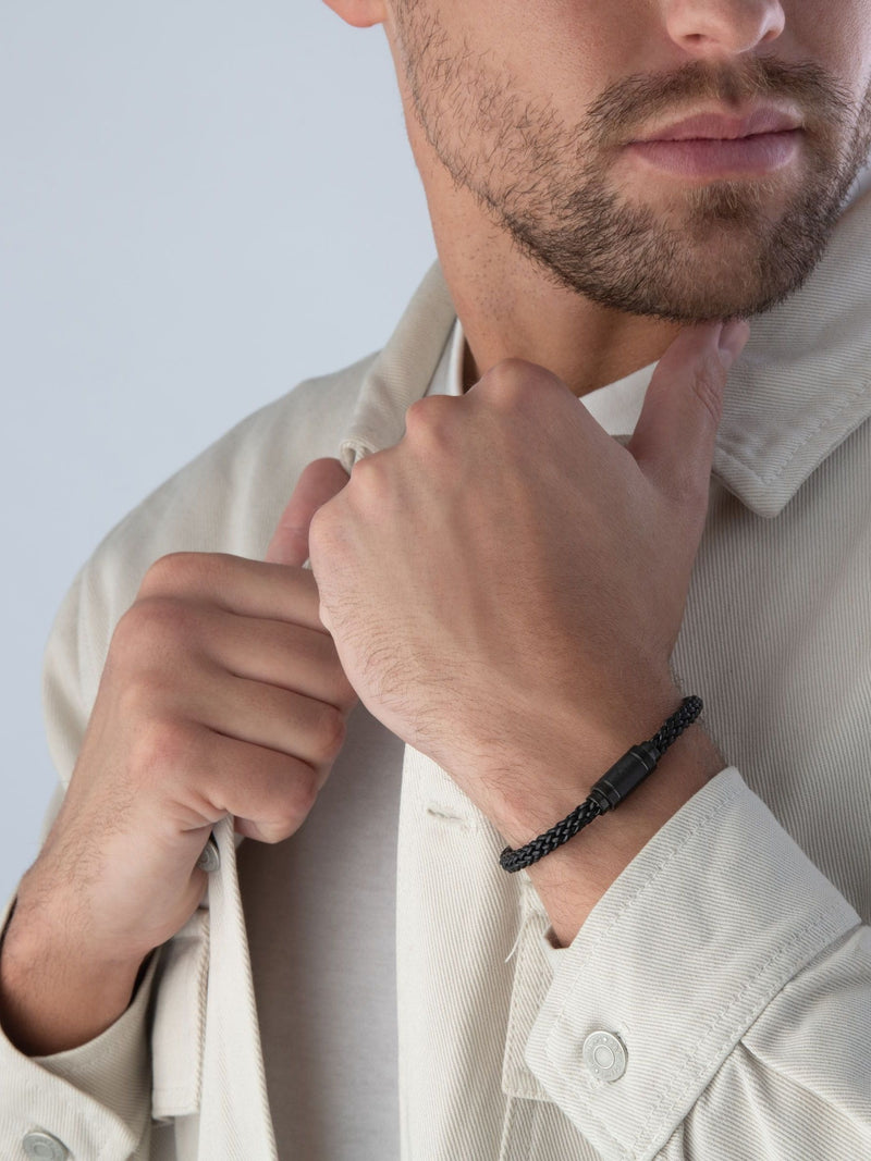 Black leather bracelet - British product
