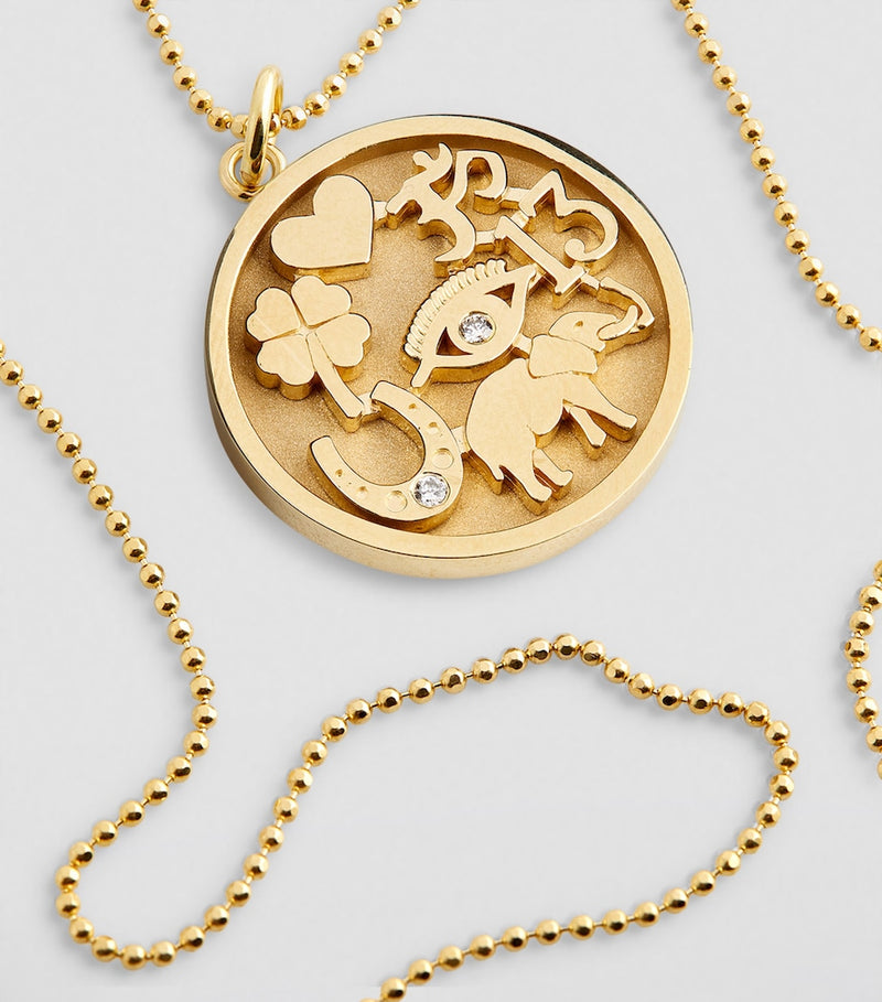Jennifer Meyer yellow gold diamond good luck necklace (British brand)