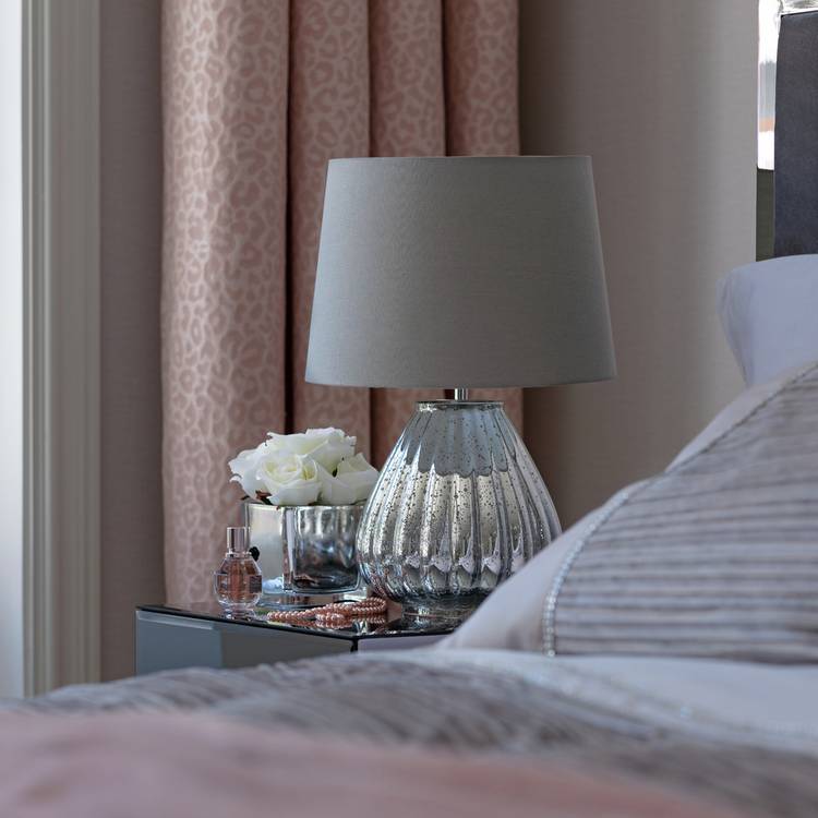 Argos Home Imogen Mercury table lamp with grey shade, UK version