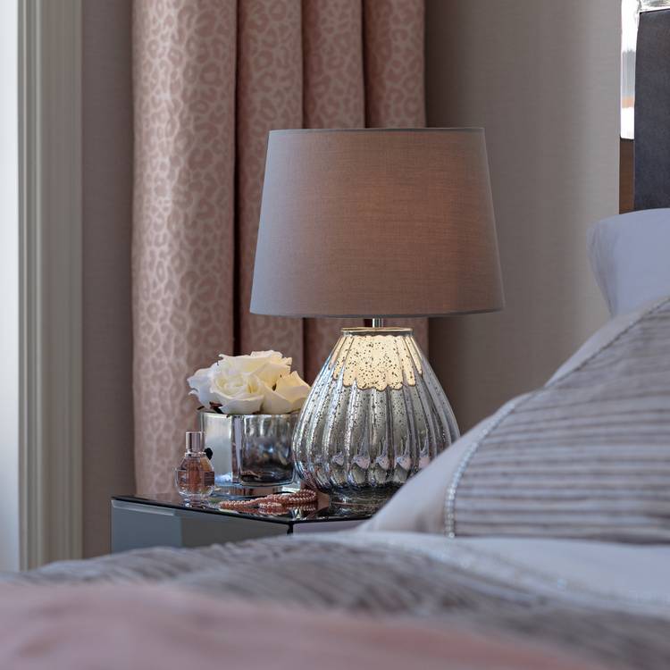 Argos Home Imogen Mercury table lamp with grey shade, UK version