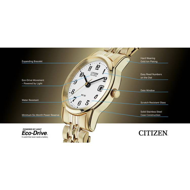 Citizen ladies gold stainless steel watch - British product