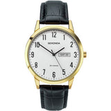 Sekonda men's watch white dial leather strap 40mm, UK version