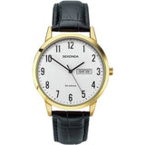 Sekonda men's watch white dial leather strap 40mm, UK version