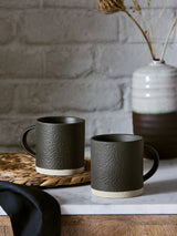 Next French Connection Set of 2 Black Zinc Stoneware Mugs 11cm- Buy online at McGrocer