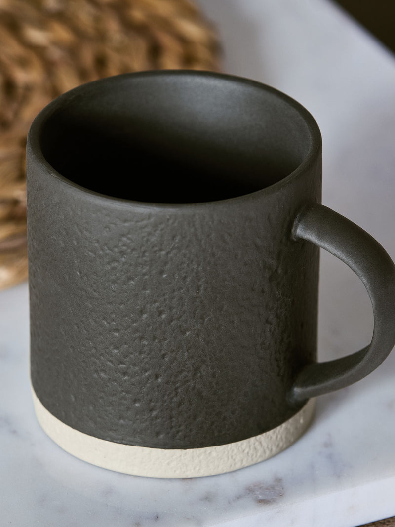 French Connection black zinc stoneware mugs set of 2 11cm - British product