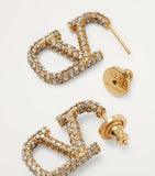 Valentino Garavani crystal VLogo hoop earrings gold-tone brass, imported from the UK