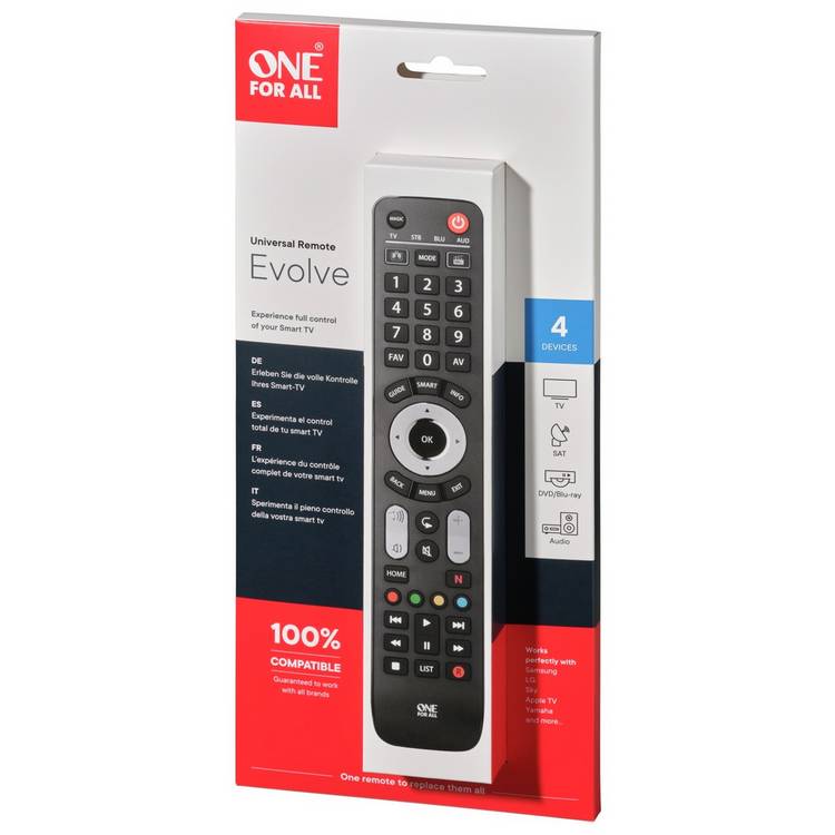 One For All Evolve 4 Way universal remote control, UK version