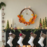 Livingandhome Artificial Pumpkin Maple Leaves Wreath 40cm, UK version