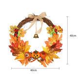 Livingandhome Artificial Pumpkin Maple Leaves Wreath 40cm, UK version