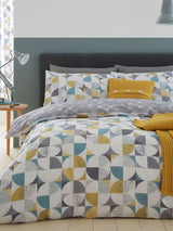 Next Catherine Lansfield Grey Retro Circles Geo Duvet Cover and Pillowcase Set- Buy online at McGrocer