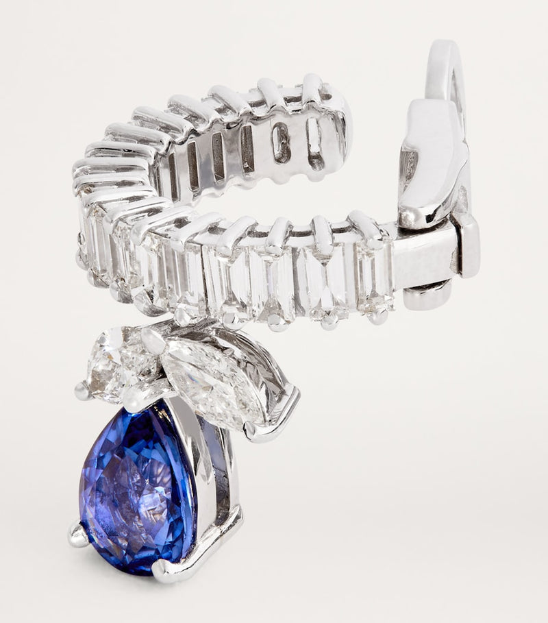 Yeprem white gold diamond and sapphire ear cuff - British product