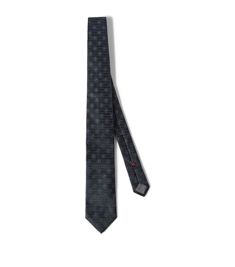 Brunello Cucinelli geometric pattern silk tie - British product