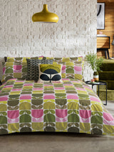 Orla Kiely Green Multi Block Stem 100% Cotton Duvet Cover and Pillowcase Set