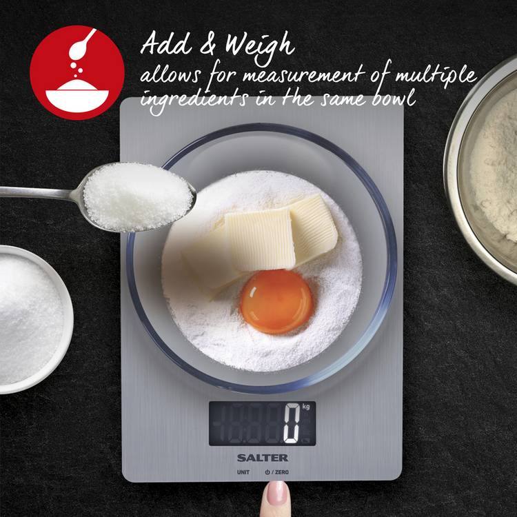 Salter digital kitchen scale 5kg stainless steel, imported from the UK