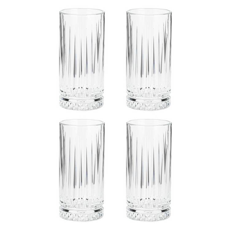 Argos Home 445ml pressed hi ball glasses set of 4 (British brand)