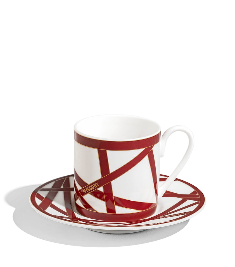 Missoni Home bone china coffee cup set with ribbon design, imported from the UK