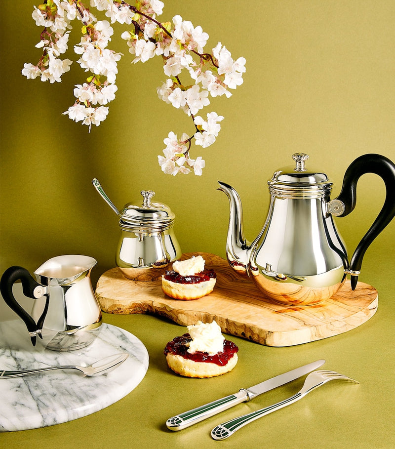 Christofle silver-plated 3-piece tea set with wooden handles - British product