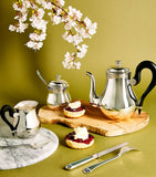 Christofle silver-plated 3-piece tea set with wooden handles - British product