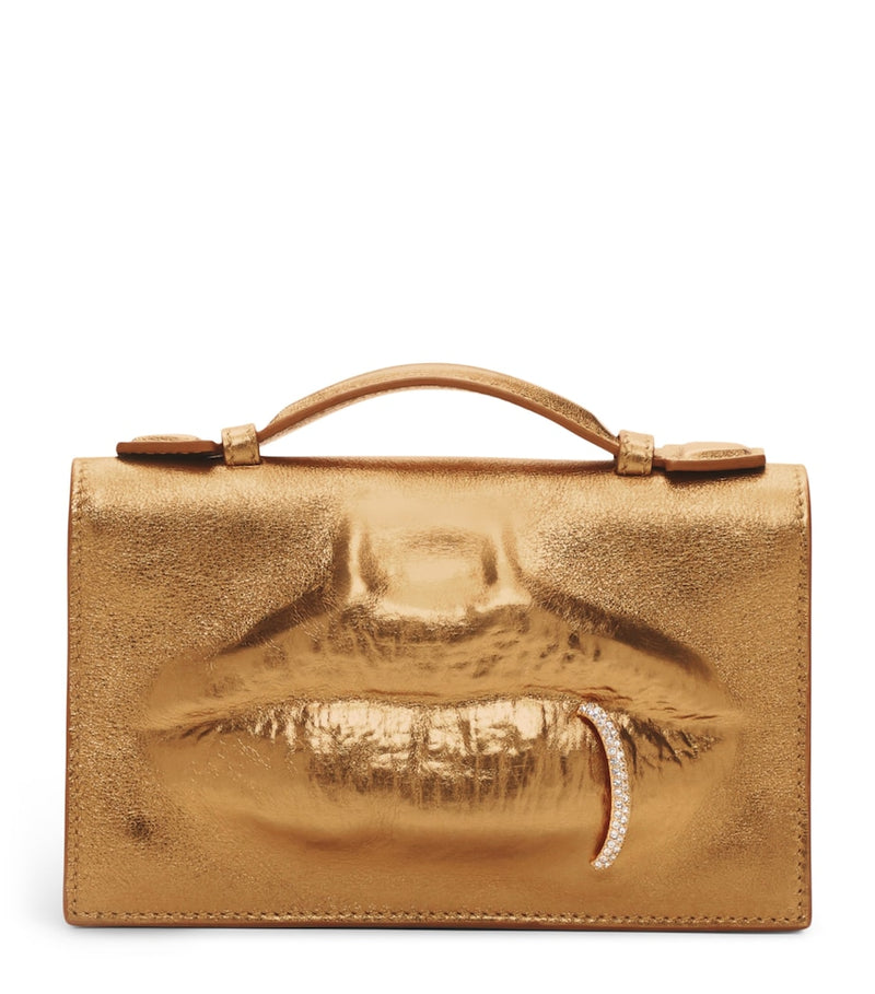 Schiaparelli mouth clutch bag leather with lip motif - British product