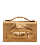 Schiaparelli mouth clutch bag leather with lip motif - British product