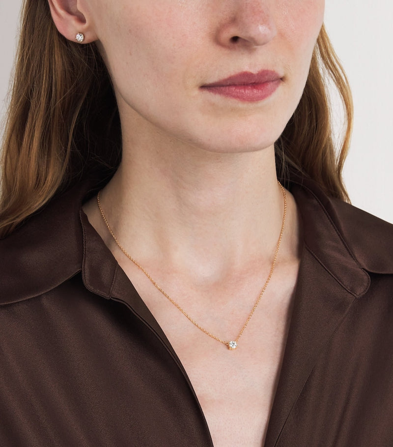 Harrods yellow gold diamond pendant necklace 0.50ct, imported from the UK