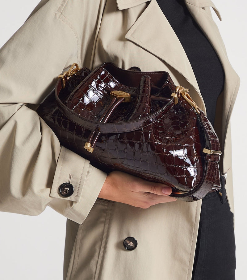 Jimmy Choo crocodile-effect leather cinch shoulder bag - British product