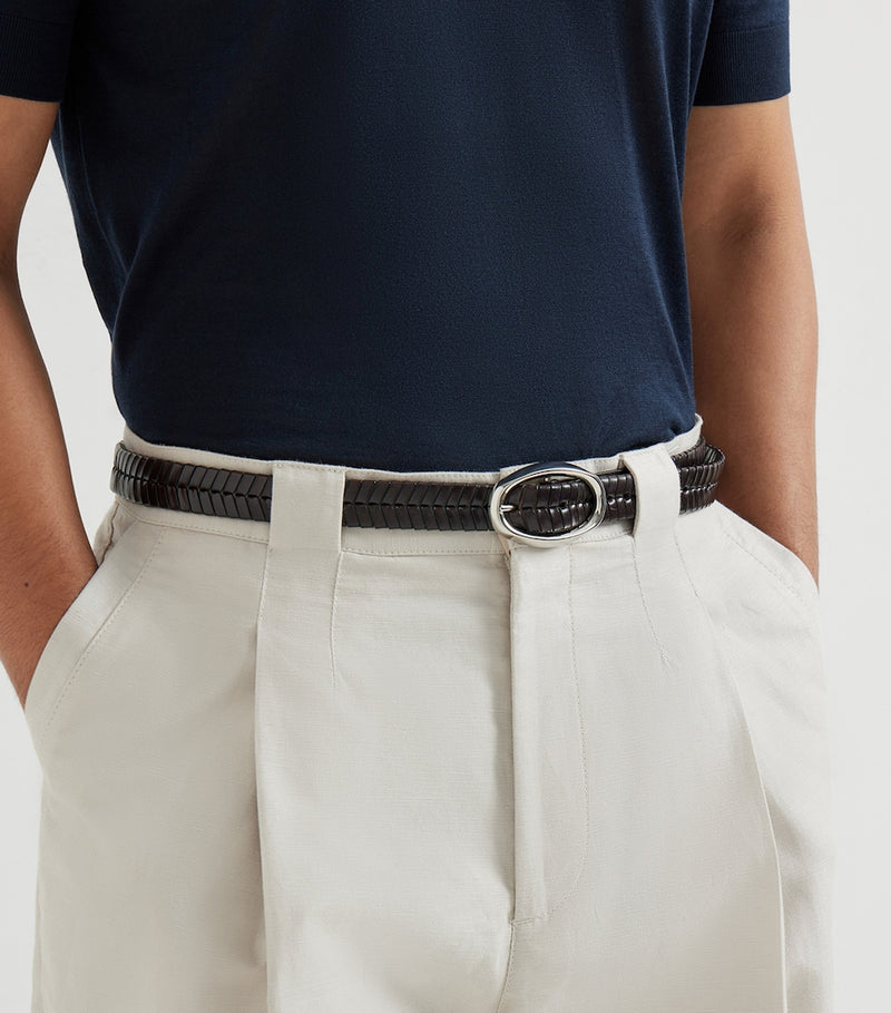 Brunello Cucinelli hand-braided leather woven belt, UK version