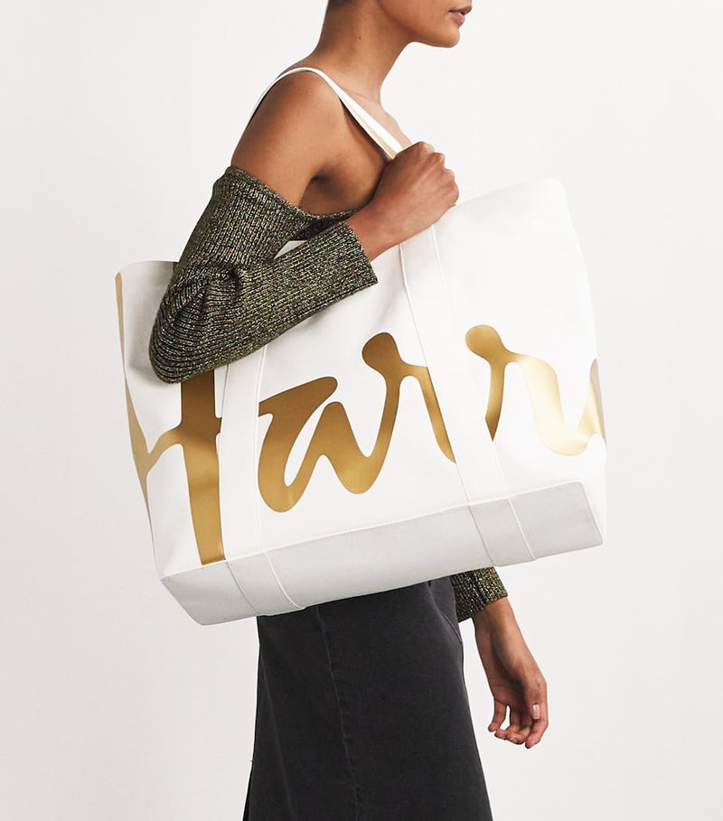Harrods Large Cotton Logo Tote Bag, UK version