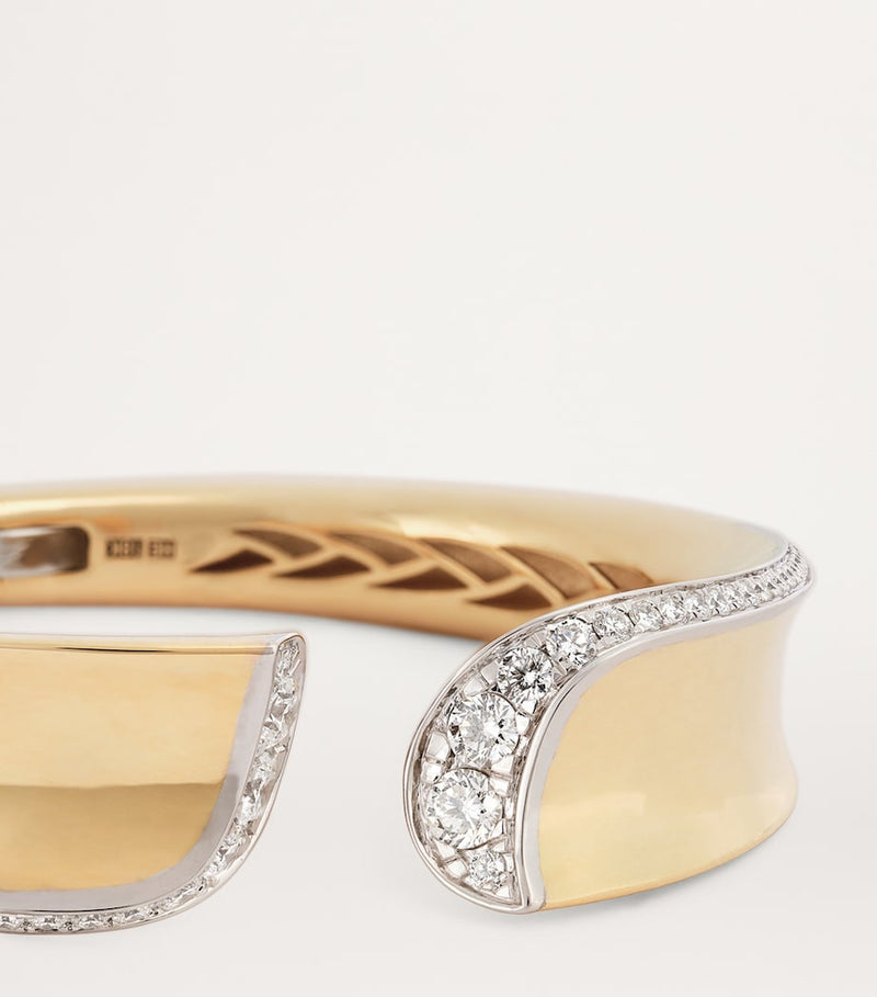 Engelbert Yellow Gold and Diamond Margareta Bangle - British product