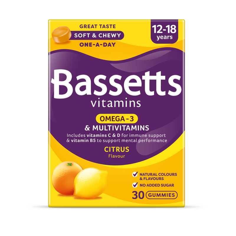 Bassetts Omega-3 multivitamin citrus gummies 30 (British brand)