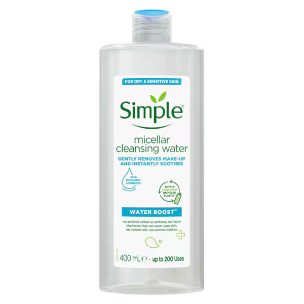Simple Hydrate+ Micellar Cleansing Water 400ml (British brand)