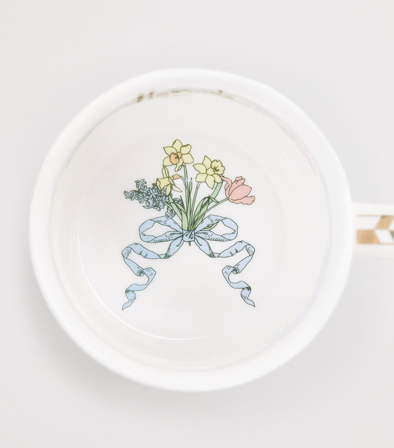 Harrods benporselen vårmugg med blomster- og lamdesign, britisk versjon