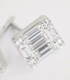 Harrods white gold emerald cut diamond stud earrings 0.70ctw, UK version