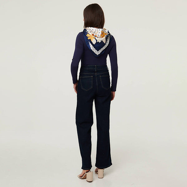 Izabel London floral border print satin scarf - British product