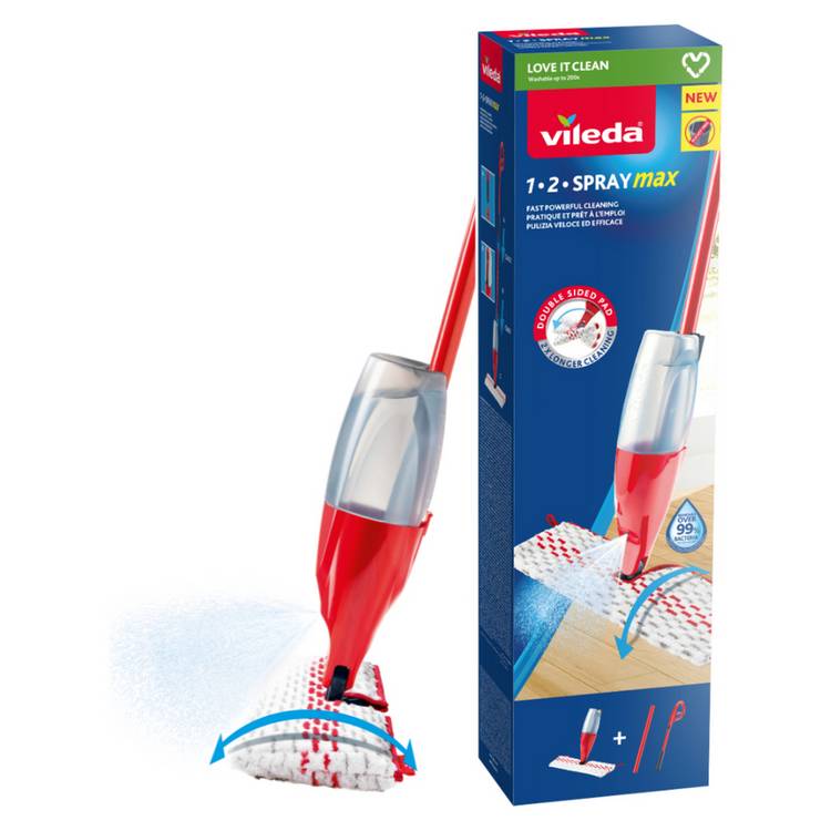 Vileda 1-2 Spray Max Mop with double-sided microfibre pad, UK version