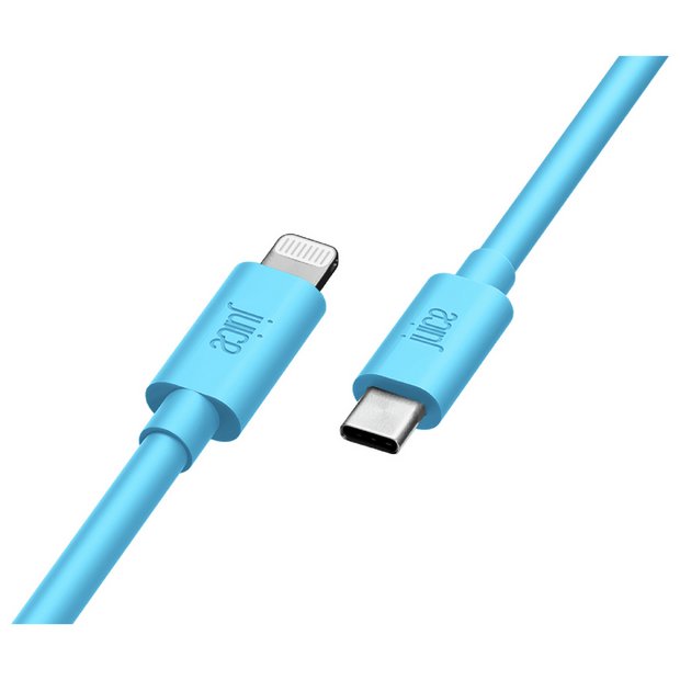 Juice Lightning to USB-C charging cable 2m aqua, imported from the UK