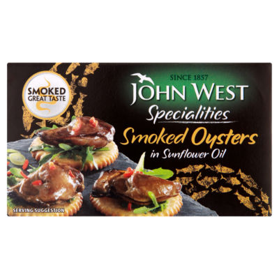John West smoked oysters in sunflower oil 85g, UK version