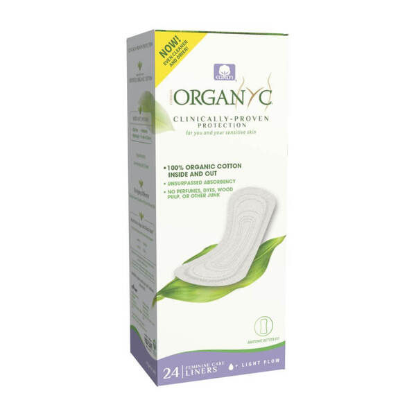 Organyc panty liners light flow 24s, imported from the UK