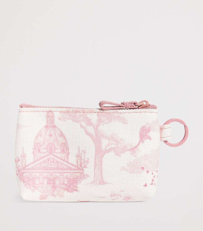 Harrods toile coin purse in cotton with London landmarks - British product