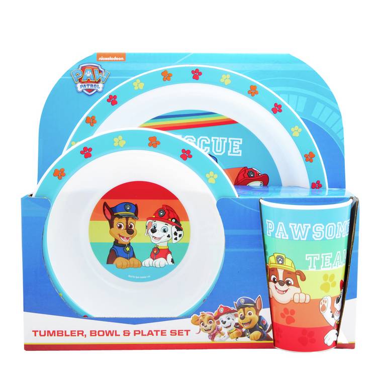 PAW Patrol plastic dinner set blue 3-piece (British brand)