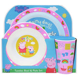 Peppa Pig plastic dinner set pink plate bowl tumbler, UK version